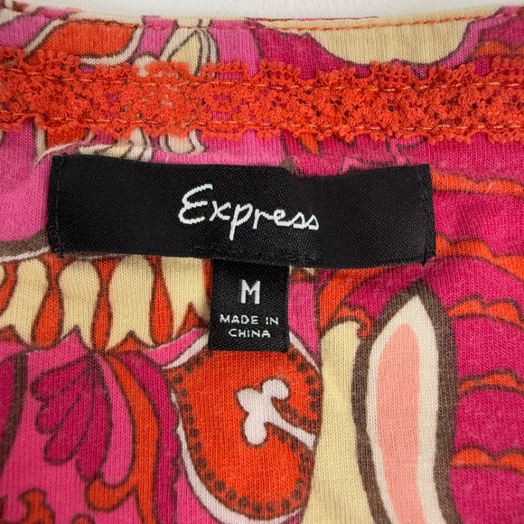 Express Paisley Ruffle Mini Skirt Women’s Size M – Pink Boho Floral Tiered Hem S - Picture 5 of 6